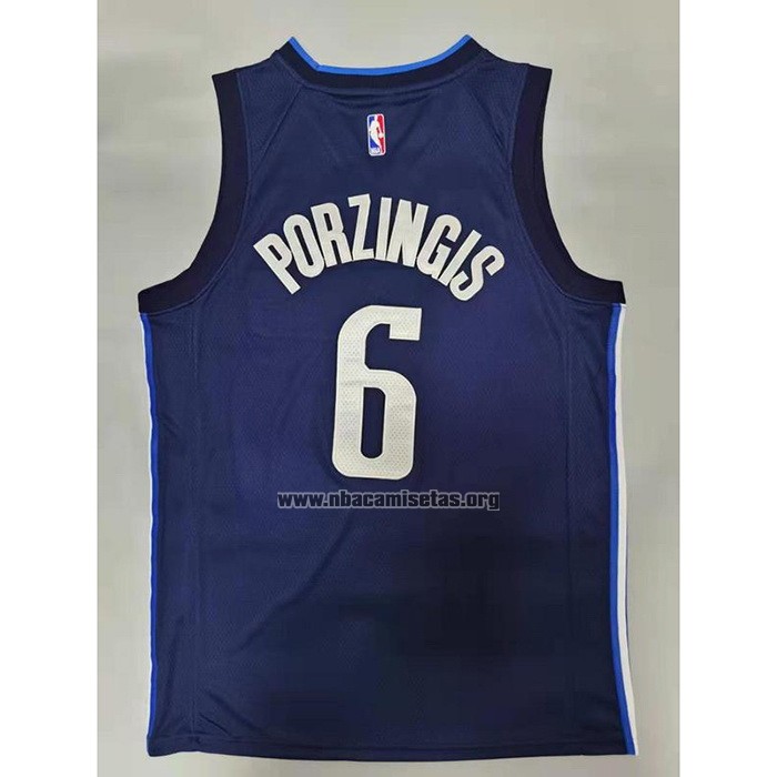 Camiseta Doncic Mavericks Kristaps Porzingis NO 6 Statement 2020-21 Azul
